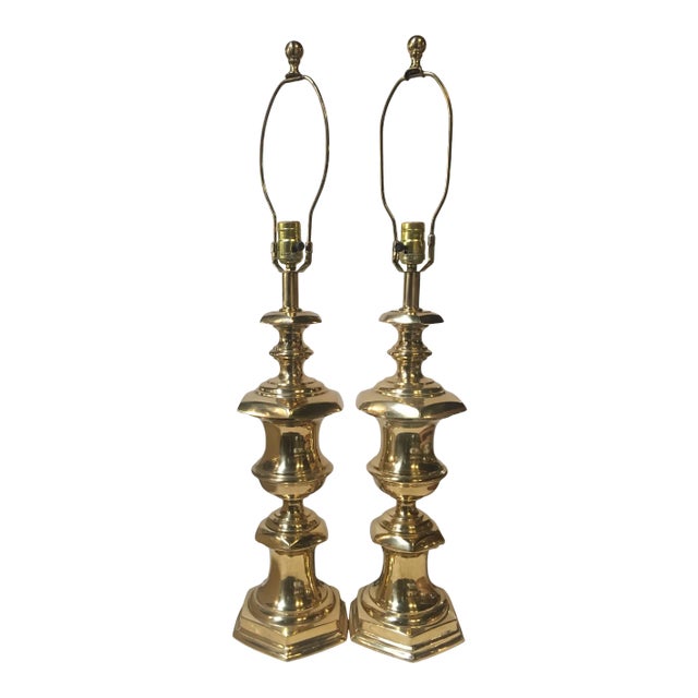 Vintage Mid 20th Century Hollywood Regency Brass Lamps - A Pair For Sale