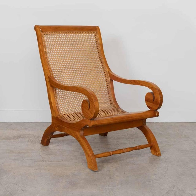 French 1950s Pair of French Sculptural Wood and Cane Chairs For Sale - Image 3 of 17