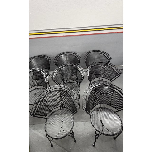 Black Vintage Woodard Wrought Iron Outdoor Club Chairs - Set of 8 For Sale - Image 8 of 10