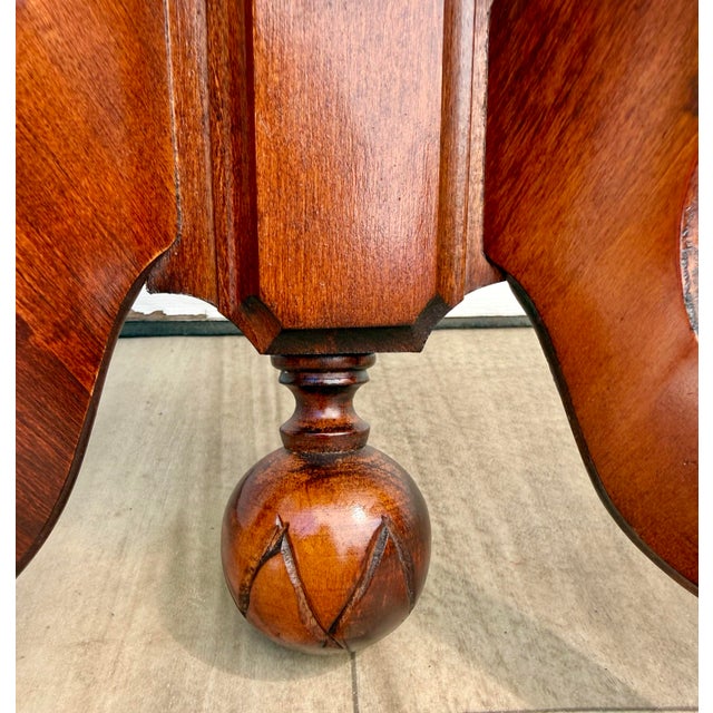 Mid 20th Century Mid-Century Mahogany Wall-Mounted Scalloped Console Table For Sale - Image 5 of 12