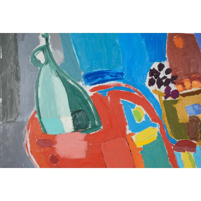 Colorful Modernist Still Life With Jug and Plant by Ellis Hopkins For Sale In Monterey, CA - Image 6 of 6