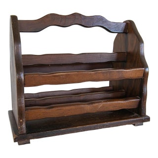 Mid-Century Solid Wood Magazine Rack For Sale