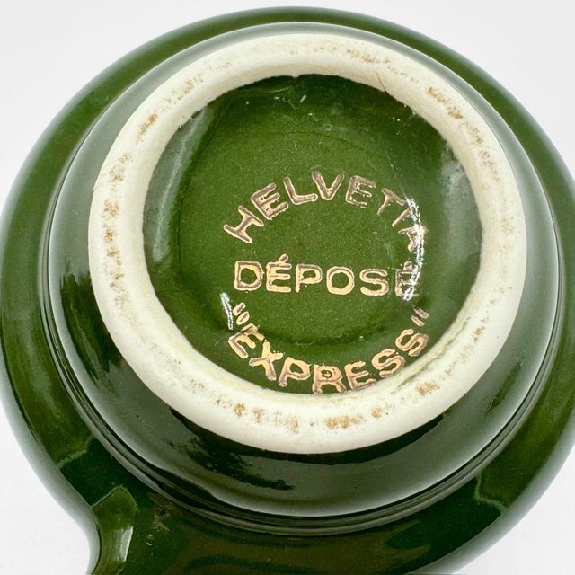 Forest Green Empire Green Espresso Cups with Gold Trim by Helvetia Express, 1970s, Set of 10 For Sale - Image 8 of 9