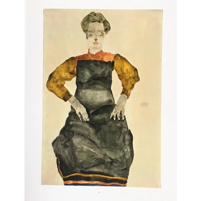 Figurative 1981 Egon Schiele 12 Print of Seated Girl in Black Apron For Sale - Image 3 of 3