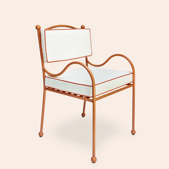 Metal Panarea Armchair in White and Orange Striped Upholstery by Ceraudo, 2010s For Sale - Image 7 of 7