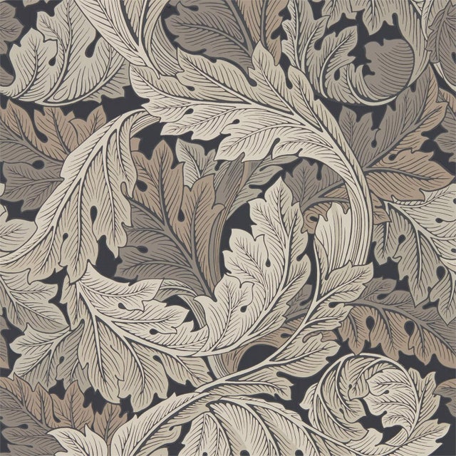 Morris & Co Acanthus Wallpaper in Charcoal/Grey - a Sample For Sale