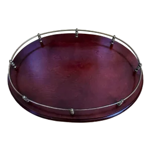 1988 Bombay Company Oval Mahogany With Brass Rails Serving Tray