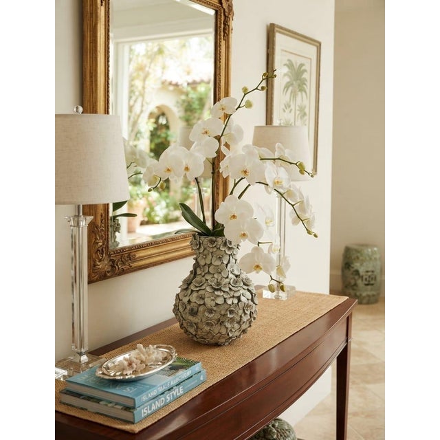 Ceramic Vintage Italian Hand-Crafted Encrusted Floral Ceramic Vase For Sale - Image 7 of 12