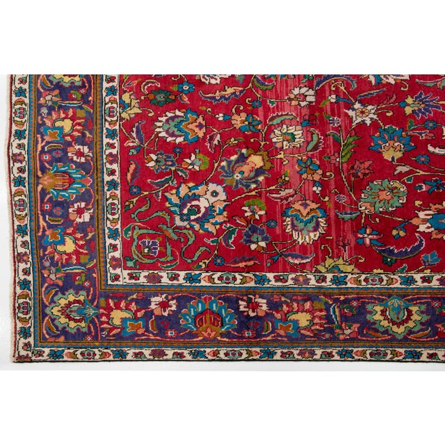 Red Vintage Red Handknotted Wool Tabriz Rug For Sale - Image 8 of 10