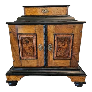 Antique Biedermeier Period Burlwood Cabinet - Cabinet of Curiosities Augsburg Wunderkammer