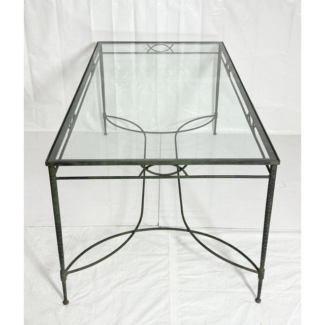 1970s 1970s Mario Papperzini for Salterini Wrought Iron Patio Dining Table With Glass Top For Sale - Image 5 of 18