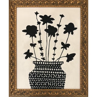 Original Contemporary Framed Black Ad White Floral Painting For Sale