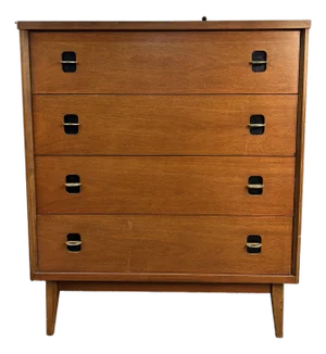 Mid 20th Century Modern Walnut Four-Drawer Chest by Bassett Furniture