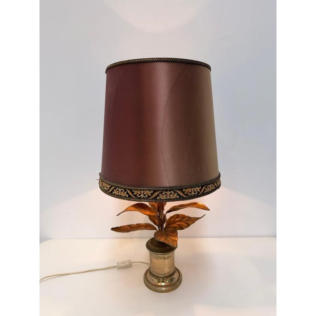 Brown Table Lamp with Sculptural Leaf Base by Willy Daro For Sale - Image 8 of 9