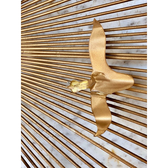 MidCentury Brass Sunburst Birds in Flight Wall Sculpture by William