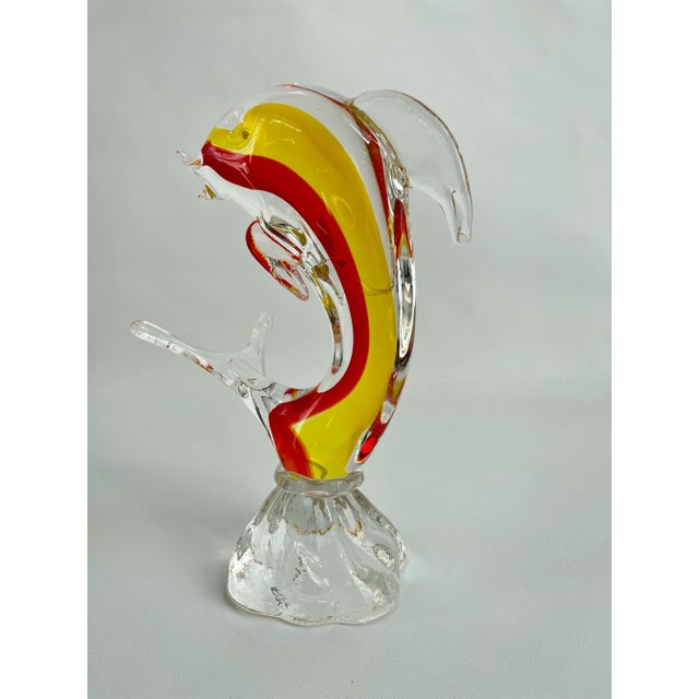 Glass 1960s Mid- Century Murano Art Glass Dolphin Fish Sculpture For Sale - Image 7 of 8