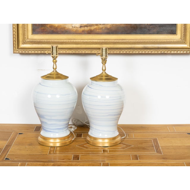 Asian Modern Porcelain Vases Table Lamps - Pair For Sale In Atlanta - Image 6 of 10