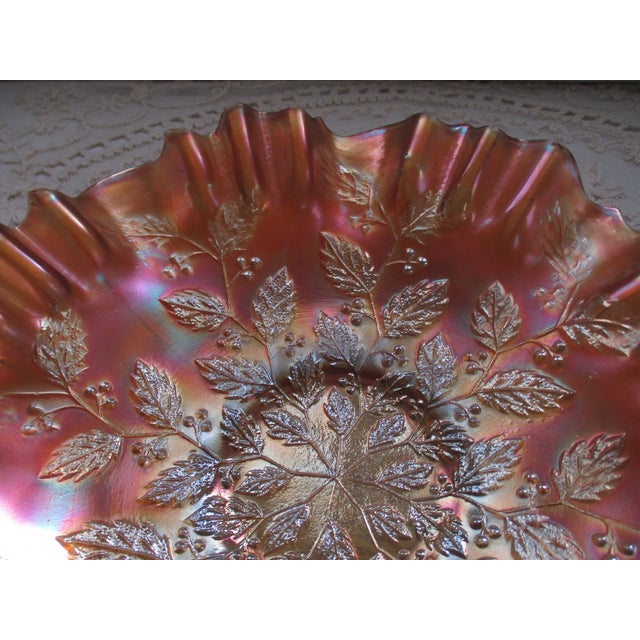 1900 - 1909 Antique Fenton Holly Berry Marigold Carnival Glass Bowl 9.5" For Sale - Image 5 of 6