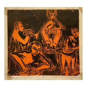 1960s Kay Yares Bongo at the Pad Color Woodblock