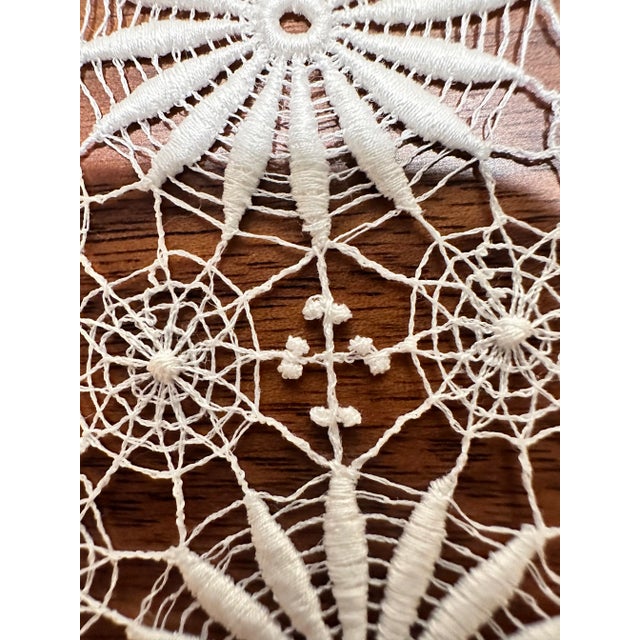 Traditional Vintage Austrian Heirloom Lace Bridal Hanky Wedding Linen Cotton Handkerchiefs Made in Austria -a Pair For Sale - Image 3 of 12