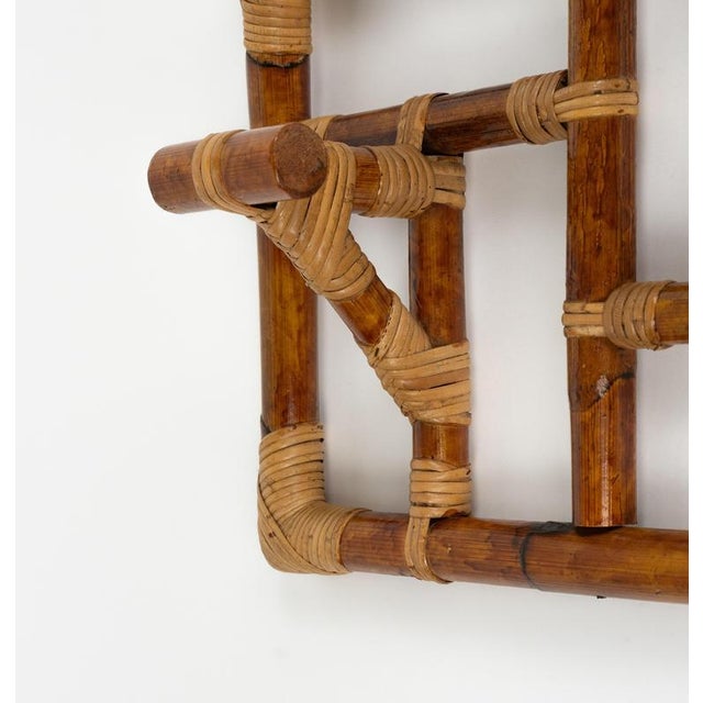 Mid-Century Modern Wall Coat Rack in Bamboo and Rattan, 1970s For Sale - Image 14 of 16