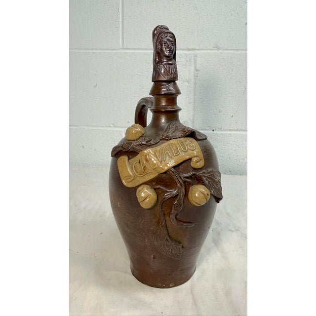Antique Handmade Figural Calvados French Stoneware Pottery Decanter Flask For Sale In New York - Image 6 of 15