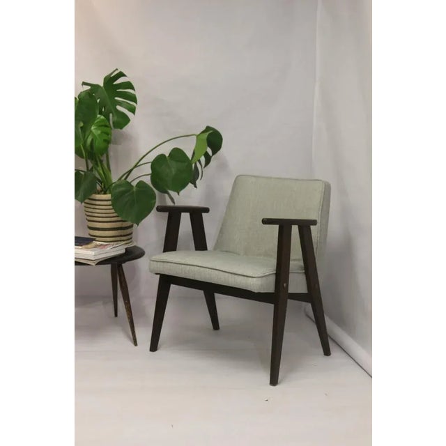 Set of Type 300-177 Bunny Armchairs in Mottled Gray Fabric by Józef Chierowski for Gościcińskie Fabryki Mebli, 1960s For Sale - Image 14 of 16