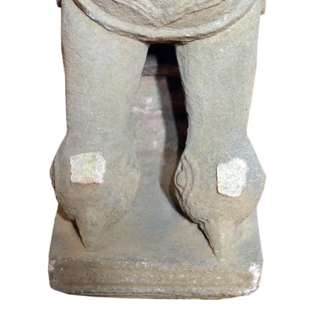 19th Century Hand-Carved Stone Sphinx With Tiara and Earrings Sculpture For Sale - Image 12 of 13