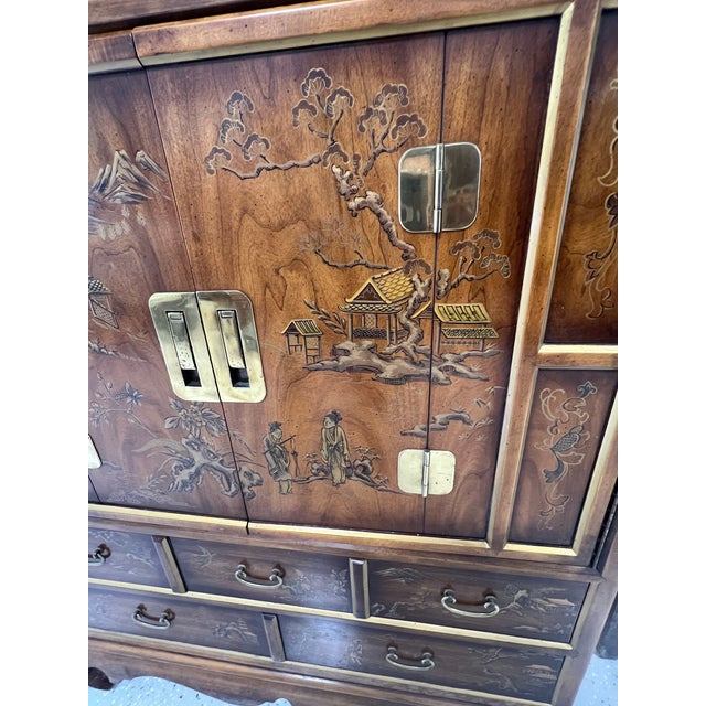 1970s Drexel Heritage Dynasty Collection Chinoiserie Armoire Dresser For Sale - Image 9 of 10