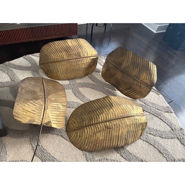 Postmodern 1970s Hollywood Regency Brass Banana Tree Sculpture Attributed to Maison Jansen For Sale - Image 3 of 14