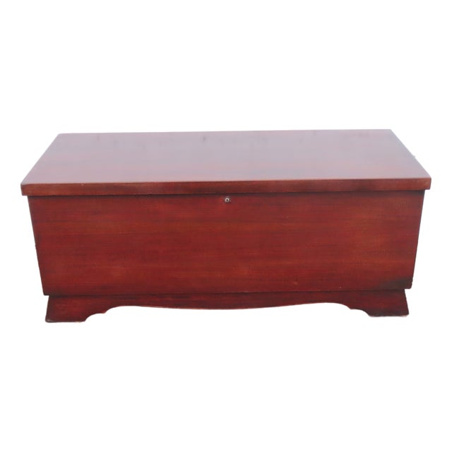 Lane Mid Century Mahogany Cedar Chest Blanket Trunk Bench With a Shelf 6633 For Sale