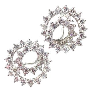 Vintage Tiffany & Co. Irid Platinum Diamond Swirl Earrings, Pair For Sale