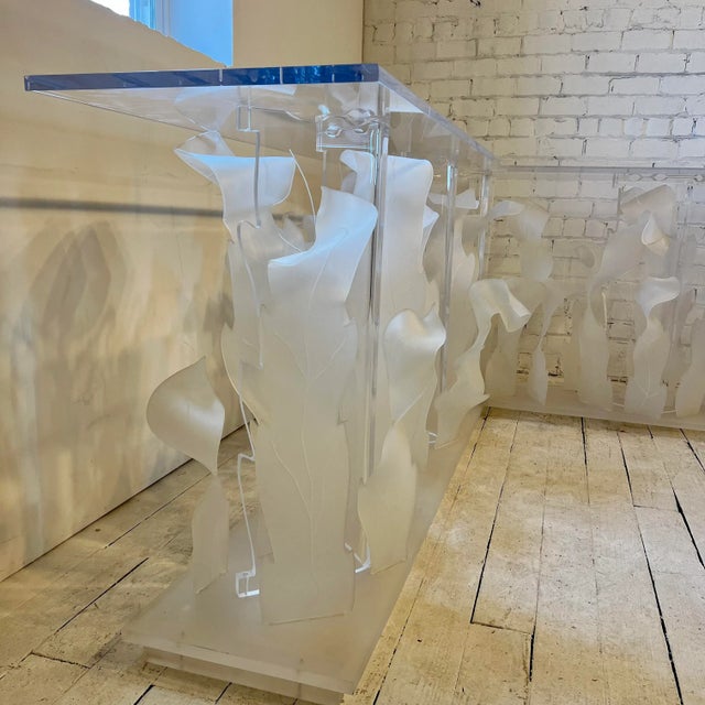 Postmodern 80s Custom Lucite Sculptural Foliage L Shape Bar For Sale - Image 3 of 11