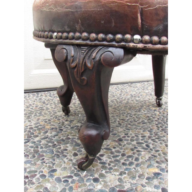 Wood Antique English Leather Child’s Chair For Sale - Image 7 of 17