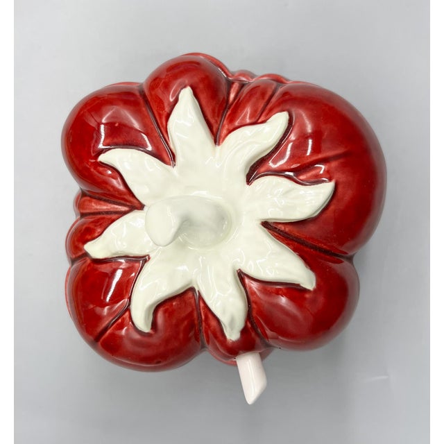 Vintage Bordallo Pinheiro Heirloom Tomato Covered Serving Bowl With Spoon | Portuguese Majolica - European Country, English Cottage, Cottagecore For Sale - Image 9 of 11