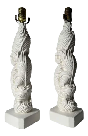 Vintage Plaster Table Lamps in style of Serge Roche - A Pair