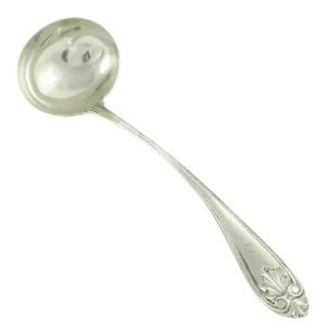 19th Century Antique Coin Silver Ladle with Acanthus Shell Motifs