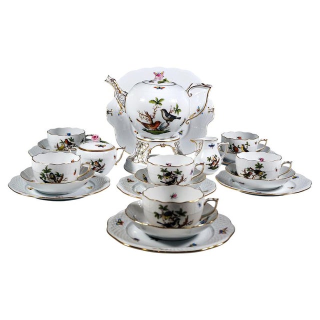 Rothschild Oiseaux Tea and Dessert Set for Six Persons from Herend, Set of 23 For Sale - Image 9 of 9
