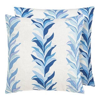 The House Of Scalamandré Chira Island Square Pillow In Blue Marine For Sale