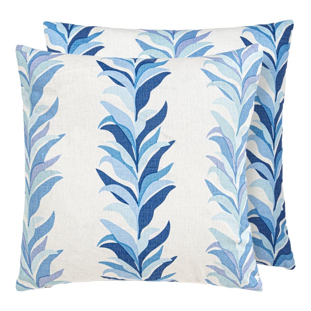 The House Of Scalamandré Chira Island Square Pillow In Blue Marine For Sale