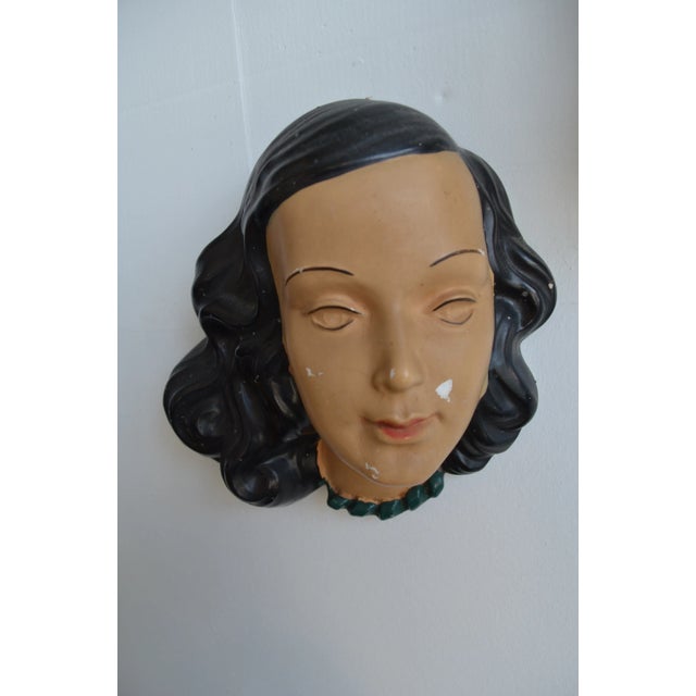 Brown Mid Century Women's Face Masks - a Pair For Sale - Image 8 of 13