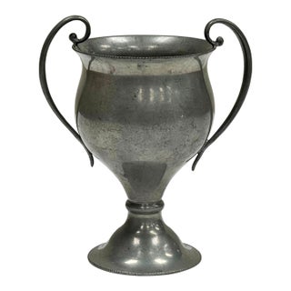 Vintage Petite Pewter Trophy Vase For Sale