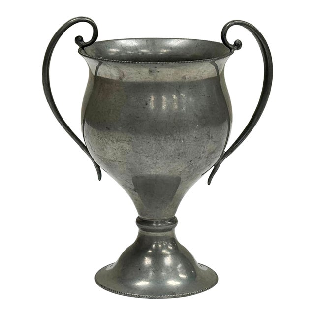 Vintage Petite Pewter Trophy Vase For Sale