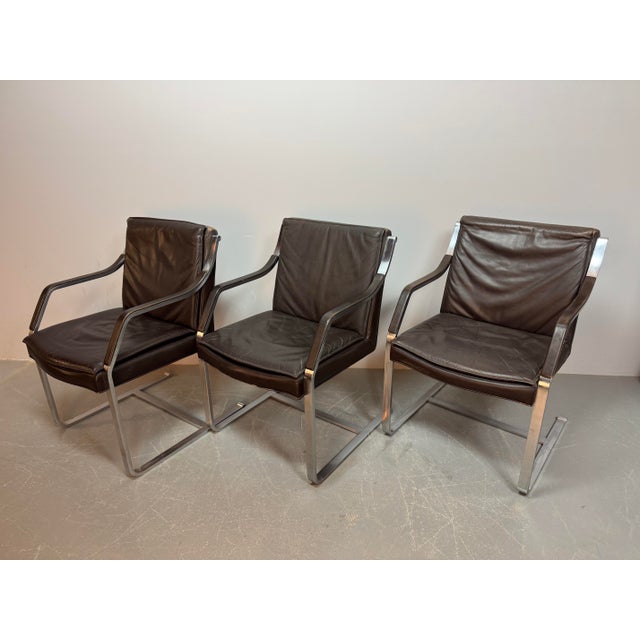 Mid-Century Sled Dining Chairs in Leather by Rudolf Glatzel for Walter Knoll, Germany, 1960s, Set of 4 For Sale - Image 6 of 13