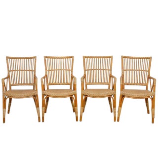 Danish Modern Bamboo Dining Chairs - Set of 4 For Sale