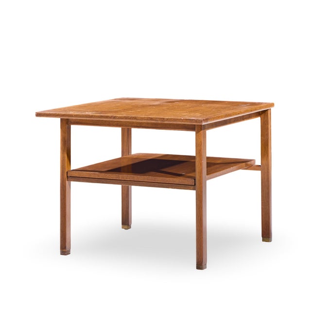 Brown Edward Wormley for Dunbar Mid Century Walnut and Brass Side End Tables - Pair For Sale - Image 8 of 12