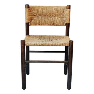 Wooden Chair with Rush Seat and Backrest, 1970s For Sale
