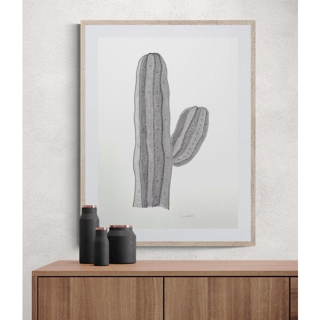 Original Sarah Vaaler Minimalist Desert Cactus Still Life Drawing For Sale - Image 4 of 5
