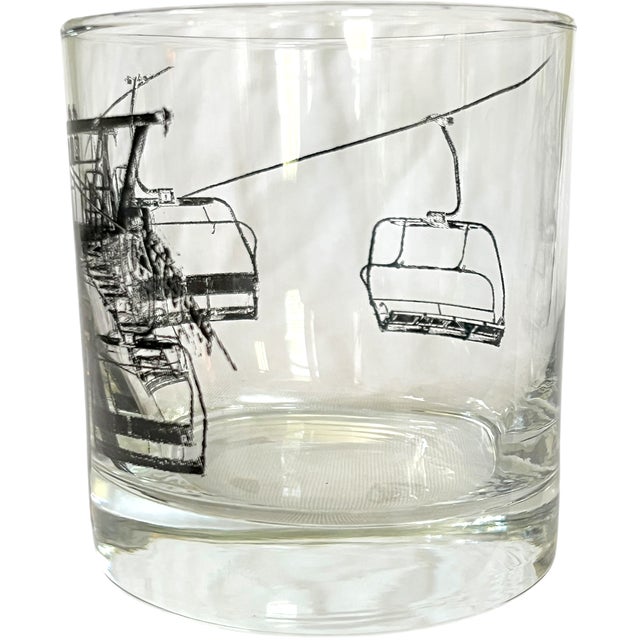 Fred Press Vintage Ski Lift & Gondola Double Old Fashioned Cocktail Glasses Georges Briard Style – Pair For Sale - Image 4 of 6