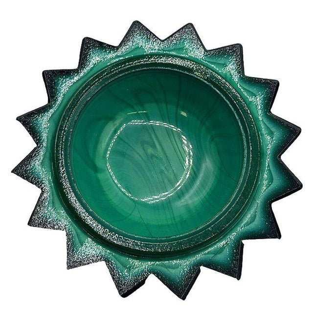 1920s Czech Art Deco Green Malachite Marbled Art Glass Trinket Box For Sale - Image 4 of 7